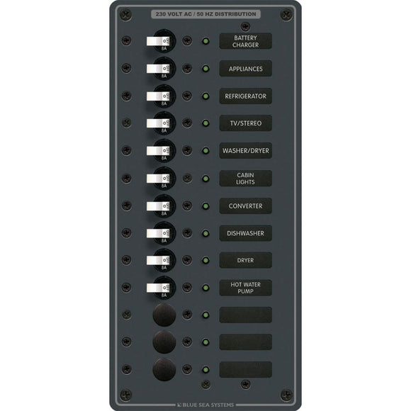 Blue Sea 8580 AC 13 Position 230v (European) Breaker Panel (White Switches) [8580]